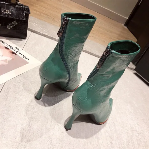 Modest / Simple Black Street Wear Ankle Womens Boots 2020 8 cm Stiletto Heels Pointed Toe Boots