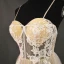 Fine Champagne Selskapskjoler 2018 Prinsesse Blonder Blomst Spaghettistropper Ryggløse Uten Ermer Feie Tog Formelle Kjoler