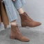 Mode Marron Vêtement de rue Bottines Bottes Femme 2020 À Bout Rond Plat Bottes