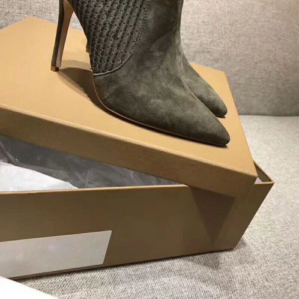 Chic / Beautiful Army Green Street Wear Ankle Suede Knitting Womens Boots 2020 10 cm Stiletto Heels Pointed Toe Boots