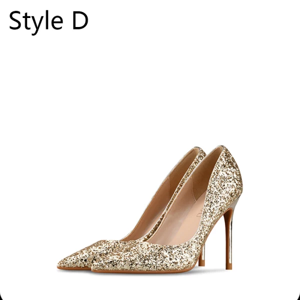 Sparkly Sølv Paljetter Brudesko 2020 10 cm Stiletthæler Spisse Bryllup Pumps