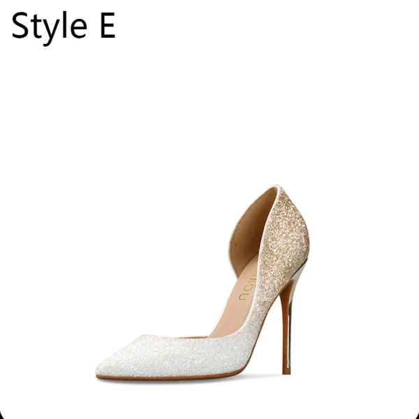 Scintillantes Argenté Soirée Paillettes Chaussures Femmes 2020 10 cm Talons Aiguilles À Bout Pointu Talons