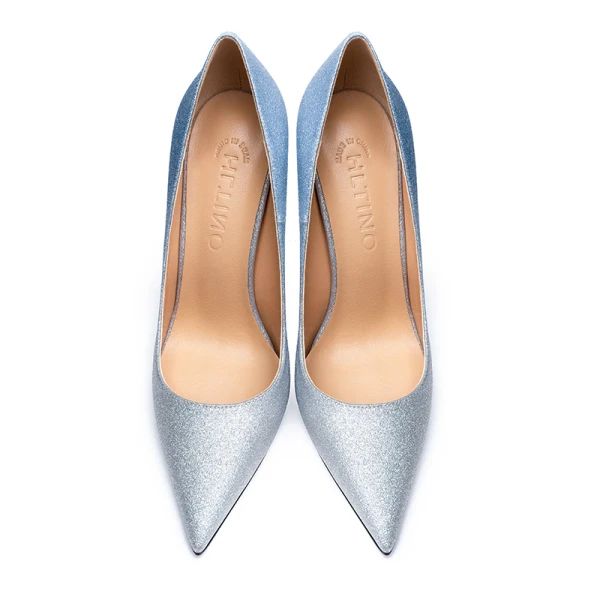 Glitzernden Himmelblau Farbverlauf Abend Pailletten Pumps 2020 12 cm Stilettos Spitzschuh Pumps