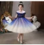Vintage / Retro Royal Blue Lace Sequins Birthday Flower Girl Dresses 2021 A-Line / Princess Scoop Neck Short Sleeve Tea-length