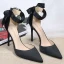 Fashion Black Prom Satin Womens Shoes 2020 Ankle Strap Bow 10 cm Stiletto Heels Pointed Toe Heels
