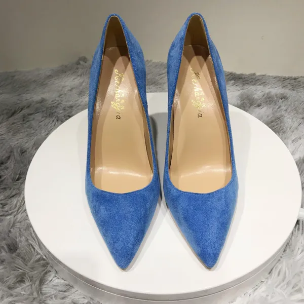 Schlicht Grün Wildleder Strassenmode Pumps 2020 12 cm Stilettos Spitzschuh Pumps