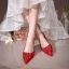 Charmant Argenté En Dentelle Faux Diamant Chaussure De Mariée 2020 Mariage 6 cm Talons Épais À Bout Pointu Escarpins
