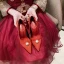 Chic / Beautiful Satin Red Pearl Wedding Shoes 2020 Leather 9 cm Stiletto Heels Pointed Toe Wedding Pumps