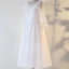Modest / Simple Ivory Plus Size Wedding Dresses 2021 A-Line / Princess Scoop Neck Lace Flower Sequins 3/4 Sleeve Floor-Length / Long Wedding