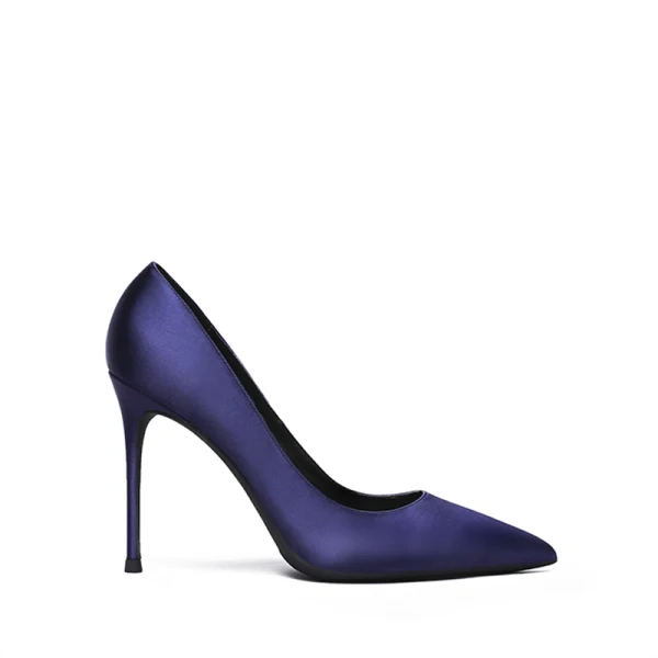 Chic / Belle Bleu Marine Promo Satin Escarpins 2020 10 cm Talons Aiguilles À Bout Pointu Escarpins