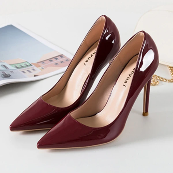 Schöne Silber Cocktail Lackleder Pumps 2020 10 cm Stilettos Spitzschuh Pumps