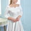 Schlicht Ivory / Creme Satin Übergröße Brautkleider / Hochzeitskleider 2021 A Linie Eckiger Ausschnitt 3/4 Ärmel Lange Hochzeit