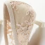 Classy Beige Lace Flower Wedding Shoes 2020 Tulle 3 cm Stiletto Heels Low Heel Pointed Toe Wedding Pumps