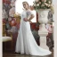 Chic / Beautiful Ivory Lace Flower Plus Size Wedding Dresses 2021 Trumpet / Mermaid V-Neck Short Sleeve Floor-Length / Long Wedding