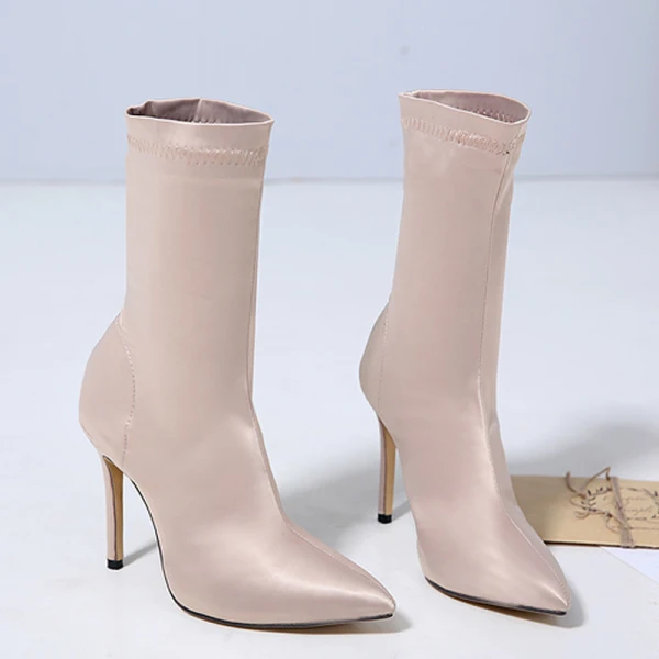Mode Winter Schwarz Strassenmode Stiefel Damen 2020 11 cm Stilettos Spitzschuh Stiefel