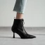 Fashion Winter Beige Street Wear Womens Boots 2020 Leather 7 cm Stiletto Heels Pointed Toe Boots