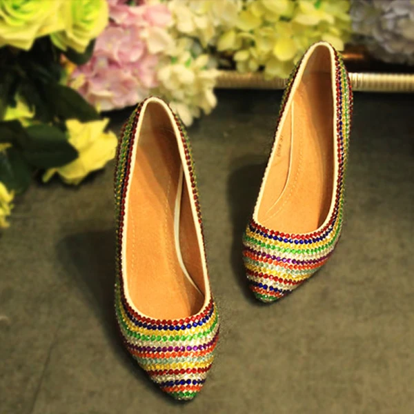 Chic / Belle Multi-Couleurs Faux Diamant Club de carnaval Escarpins 2020 Cuir 6 cm Talons Aiguilles À Bout Pointu Escarpins