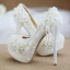 Elegant Chic / Beautiful Ivory Pearl Tassel Wedding Shoes 2020 Lace Flower 14 cm Stiletto Heels Round Toe Wedding Pumps