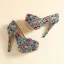 Amazing / Unique Colored Multi-Colors Rhinestone Rave Club Pumps 2020 14 cm Stiletto Heels Round Toe Pumps