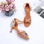 Charmant Braun Strass Latein Tanzschuhe 2020 Satin Knöchelriemen 8 cm Stilettos Peeptoes Tanzen Sandaletten