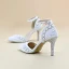 Charmant Ivoire Perle Chaussure De Mariée 2020 Bride Cheville 8 cm Talons Aiguilles À Bout Pointu Mariage Talons