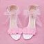 Schöne Rosa Brautschuhe 2020 Knöchelriemen Schleife Blumen 7 cm Thick Heels Peeptoes Hochzeit Sandaletten