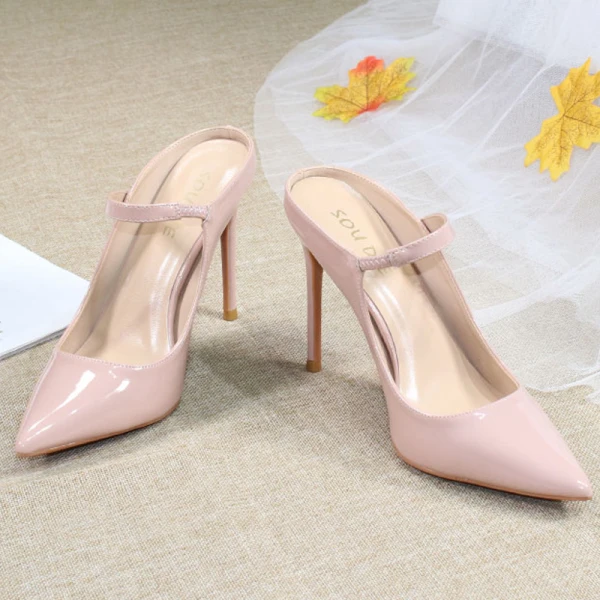 Chic / Belle Nues Désinvolte Slingbacks Escarpins 2020 Cuir Verni 10 cm Talons Aiguilles À Bout Pointu Escarpins