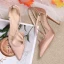 Chic / Beautiful Nude Street Wear Satin Womens Sandals 2020 X-Strap 10 cm Stiletto Heels Pointed Toe Sandals