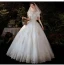 Affordable Ivory Glitter Sequins Wedding Dresses 2021 Ball Gown Off-The-Shoulder Lace Flower Short Sleeve Backless Floor-Length / Long Wedding