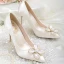 Élégant Ivoire Perle Fleur Chaussure De Mariée 2020 Satin 10 cm Talons Aiguilles À Bout Pointu Mariage Escarpins