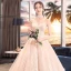 Elegant Champagne Brudekjoler Ballkjole 2018 Blonder Blomst Kjæreste Ryggløse Uten Ermer Royal Train Bryllup