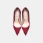 Charmant Rouge Mariage Cuir Paillettes Chaussure De Mariée 2021 10 cm Talons Aiguilles À Bout Pointu Escarpins