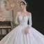Luxe Ivoire Perlage Perle En Dentelle Fleur Robe De Mariée 2021 Robe Boule De l'épaule Manches Courtes Dos Nu Royal Train Mariage
