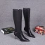 Klassieke Winter Zwarte Straatkleding Mid Kalf Sandalen Dames 2021 Leer 8 cm Naaldhakken / Stiletto Spitse Neus Laarzen