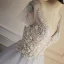 Chic / Beautiful Grey Prom Dresses 2018 A-Line / Princess Beading Lace Flower Sequins V-Neck Backless Short Sleeve Floor-Length / Long Formal Dresses