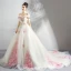 Chic / Beautiful White Wedding Dresses 2018 Ball Gown Appliques Lace Embroidered Pearl Off-The-Shoulder Backless Sleeveless Chapel Train Wedding