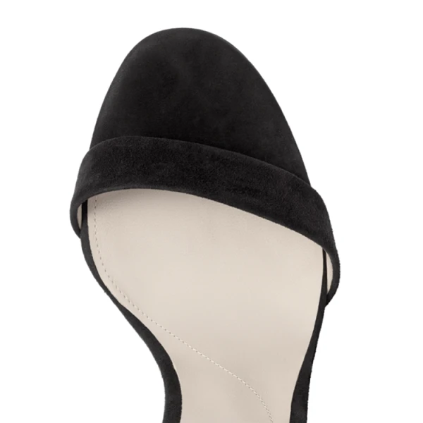 Sexy Noire Cocktail Sandales Femme 2021 Bride Cheville Plumes Cuir 9 cm Talons Aiguilles Peep Toes / Bout Ouvert Sandales