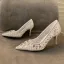 Sparkly Charming White Lace Rhinestone Wedding Shoes 2021 Tulle 7 cm Stiletto Heels Pointed Toe Wedding Pumps