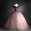 Elegant Gradient-Color Purple Glitter Prom Dresses 2021 Ball Gown Scoop Neck Beading Sequins Short Sleeve Backless Floor-Length / Long Prom Formal Dresses