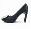 Edles Schwarz Strass Schnalle Ball Pumps 2021 Satin Wasserdichte 12 cm Stilettos Spitzschuh Pumps