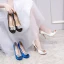Classy Ivory Satin Rhinestone Wedding Shoes 2021 10 cm Stiletto Heels Open / Peep Toe Wedding Heels
