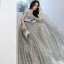 Sparkly Silver Glitter Sequins Prom Dresses 2021 A-Line / Princess Off-The-Shoulder Beading Pearl Sleeveless Backless Floor-Length / Long Prom Formal Dresses
