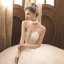 Élégant Champagne Robe De Mariée 2018 Robe Boule Perlage Perle Faux Diamant Paillettes Bustier Dos Nu Sans Manches Longue Mariage