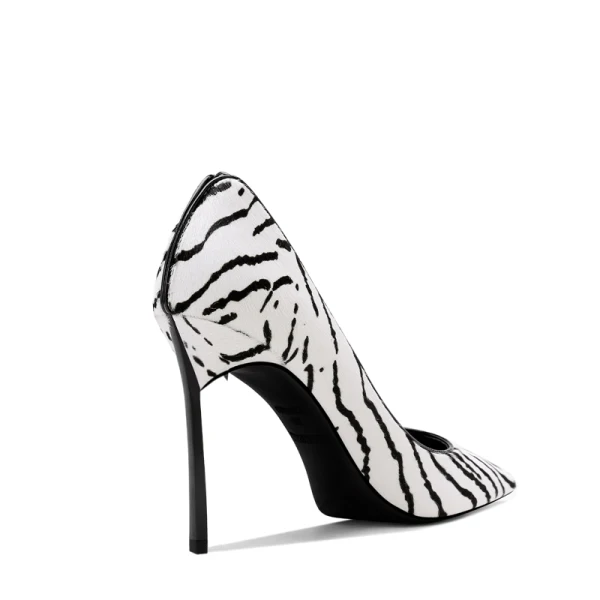 Chic / Belle Noire Blanche Daim Motif De Zebra Vêtement de rue Escarpins 2021 Cuir 10 cm Talons Aiguilles À Bout Pointu Escarpins