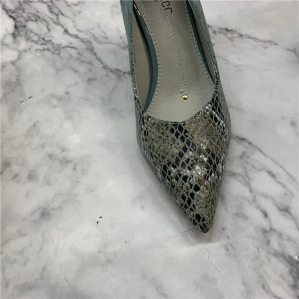 Chic / Belle Bureau Vert Cendré OL Cuir Daim Escarpins 2021 8 cm Talons Aiguilles À Bout Pointu Escarpins