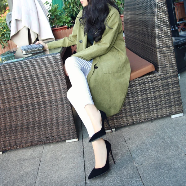 Chic / Beautiful Black Cocktail Party Suede Pumps 2021 10 cm Stiletto Heels High Heels Pointed Toe Pumps