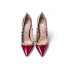 Fashion Burgundy Evening Party Rivet Pumps 2021 Patent Leather 10 cm Stiletto Heels High Heels Pointed Toe Pumps
