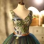 Vintage / Retro Multi-Colors Prom Dresses 2021 Ball Gown V-Neck Appliques Rhinestone Sash Sleeveless Backless Floor-Length / Long Formal Dresses