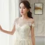 Luxury / Gorgeous Champagne Wedding Dresses 2018 A-Line / Princess Beading Tassel Appliques Lace Scoop Neck Backless Short Sleeve Cathedral Train Wedding