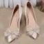 Élégant Champagne Satin Soirée Noeud Faux Diamant Escarpins 2021 10 cm Talons Aiguilles Talons Hauts À Bout Pointu Escarpins